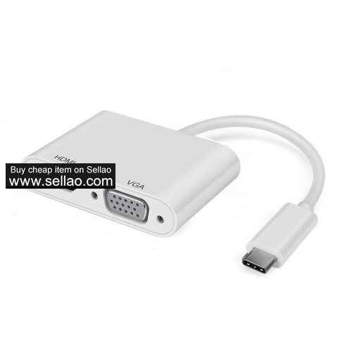 Type-C-to-HDMI-VGA-USB-3-1-Audio-Video-Adapter-Interface-Cable-Converter-Silver  Type-C-to-HDMI-VGA