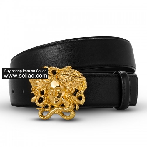 Men's brand snake hair leather snake head belt medusa head belt