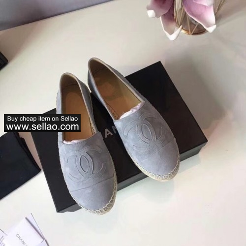 women suede leather espadrilles shoes  Sheepskin slipon loafers Chanel flat shoes Eu 35-41 size