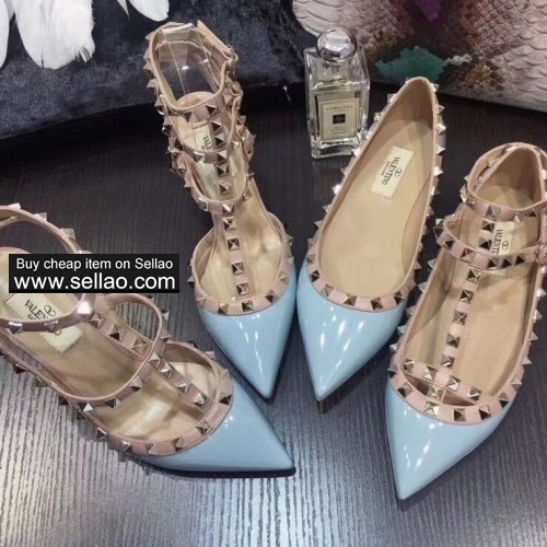 women patent leather high heeled pumps velentino rivets shoes Eu 35-41 size