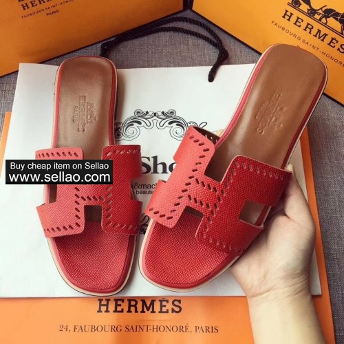 Women real leather H slippers summer beach sandals EU35-41 size