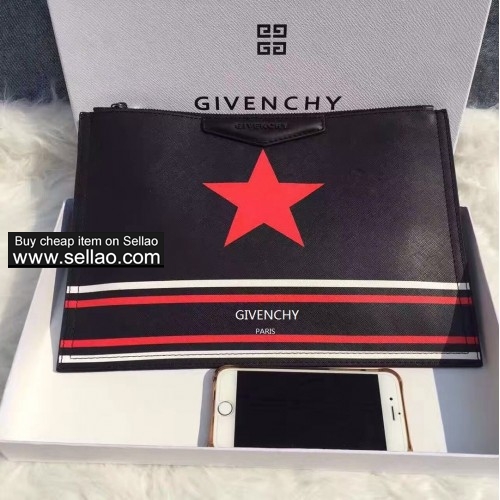 New Givenchy Icon Clutch Red Stars Wallet Purse
