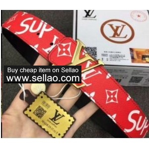 LOUIS VUITTON SUPREME RED Classic leather belts for men  women