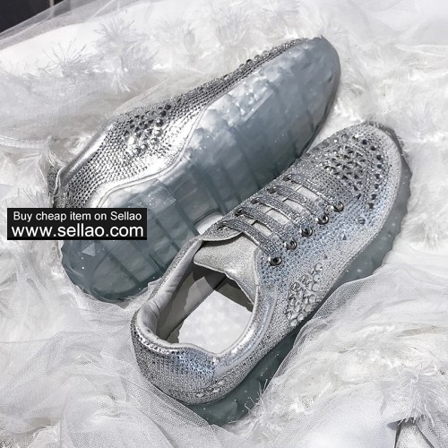 2019 new transparent jelly bottom crystal old shoes ins super fire net red wisdom smoked shoes