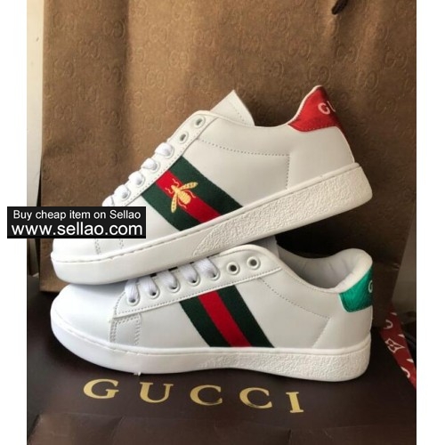 GUCCI Little Bee Men Women Sneakers Loafers Fashion Embroidery Low Cut White Casual Flat Shoes 36-44