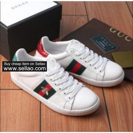 Italy GUCCI Little bee men women Casual shoes fashion leather flats mujer huaraches walking Sneakers