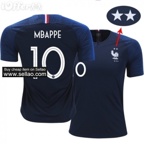 2 stars mbappe 10 france jersey 2018 football shirt b308