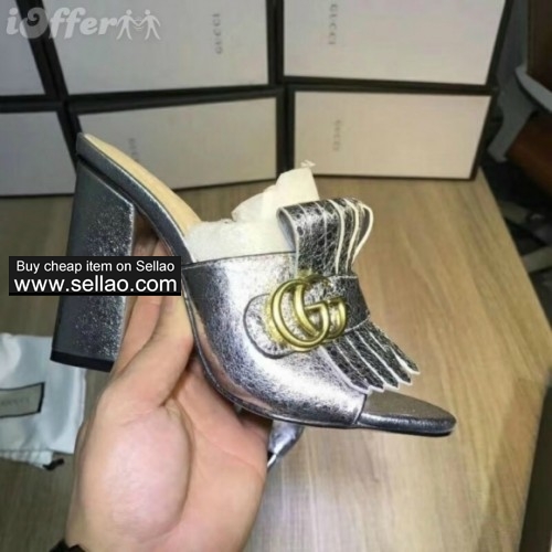 10cm heel suede leather mule pumps fringe shoes sandals f089