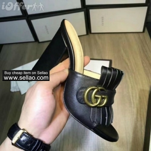 10cm heel suede leather mule pumps fringe shoes sandals a9b6