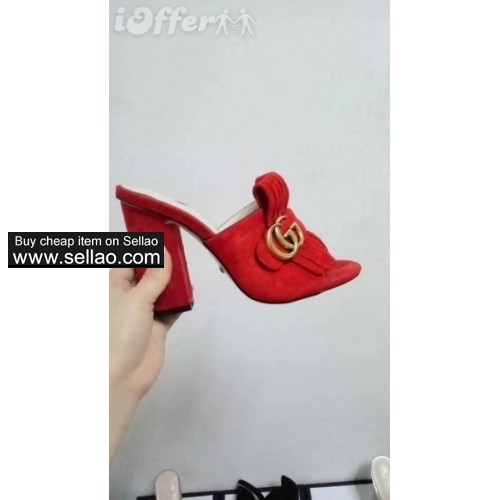 10cm heel suede leather mule pumps fringe shoes sandals 5fa9