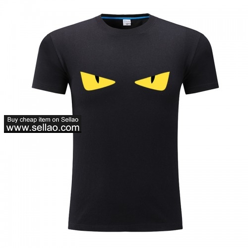 FENDI Fendi autumn and winter new rivets with leather eyes monster black short-sleeved T-shirt male