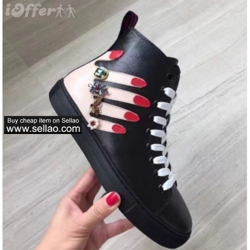 womens mens embroidered leather high top sneaker shoes d29b