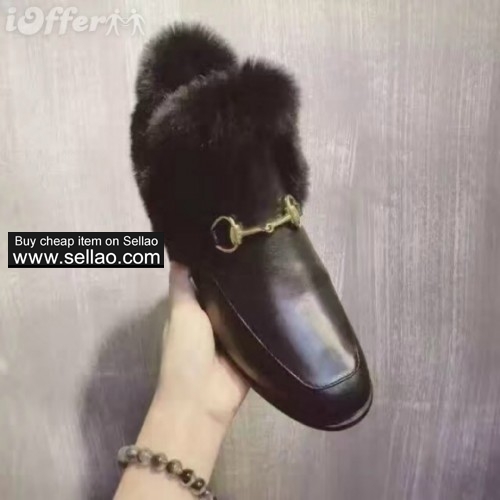 women leather fur snow boots shoes ankle boots loafer b055