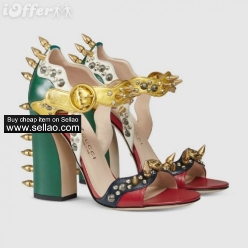 women multicolored leather high heel studs sandal425930 d985