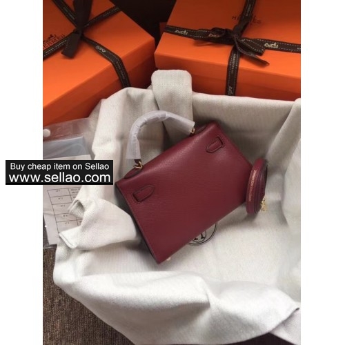 2019 new kelly Red wine leather Caviar mini gold hardware woman handbag Shoulder bag Evening bag