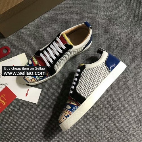 2019 new style Unisex real leather high-top spiked casual flat sneakers shoes