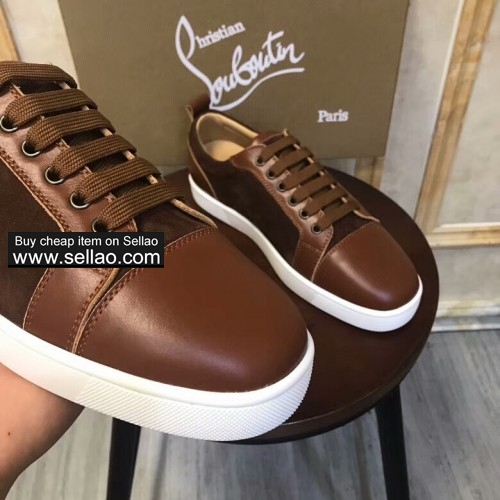 Unisex new brown leather Junior flat low-strap men's casual sneakers shoes