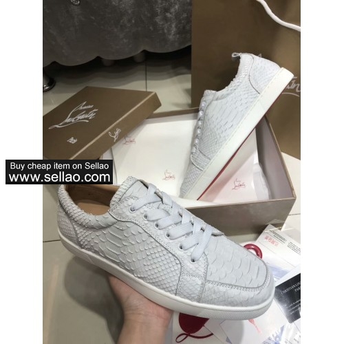 Unisex leather white python Lace Junior louboutin low help casual flat sneakers shoes