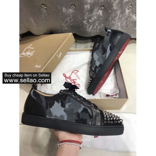 Unisex suede leather Camouflage Junior louboutin low help casual flat sneakers shoes
