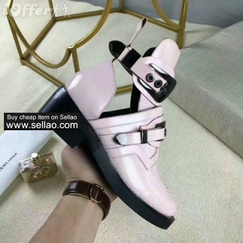 women cutout leather ankle boots buckle motorcycle boot 6524