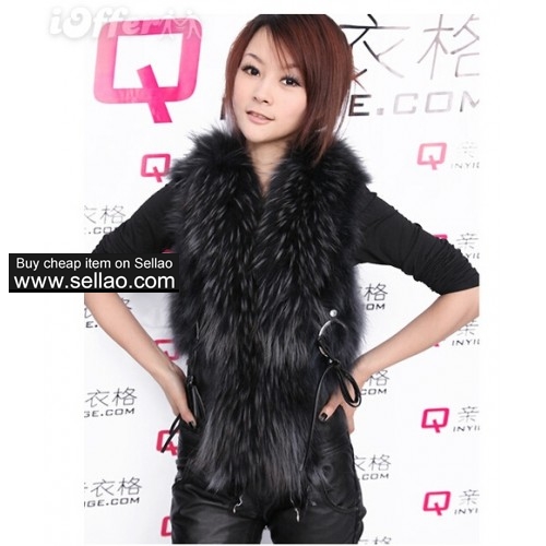 women fashion faur fox fur vest pu leather vestnw50 ff63