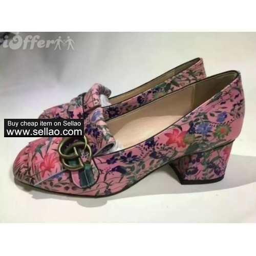 women fringed floral print loafers high heel shoes pump 23a7