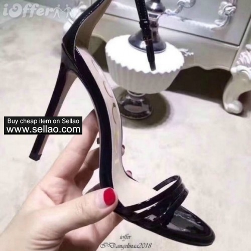 women 10cm high heel shoes real leather sandal slipper 601e
