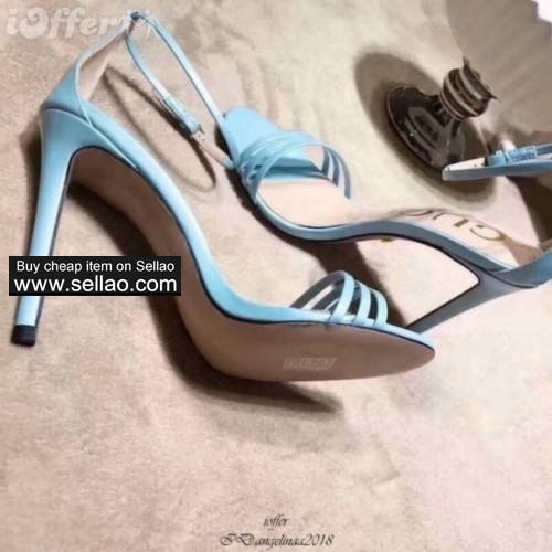 women 10cm high heel shoes real leather sandal slipper dc57