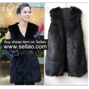 v neck sleeveless faux vest fox fur design vest 9dc5