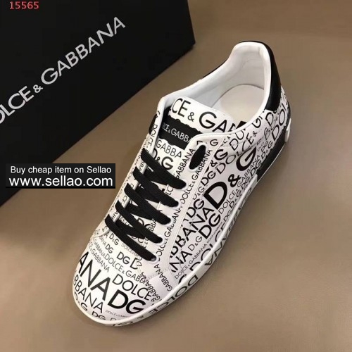 Unisex leather graffiti Dolce & Gabbana low help men flat sports shoes casual shoes sneakers shoes