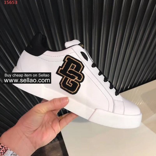 Unisex leather patch Dolce & Gabbana high men flat sports shoes casual shoes sneakers shoes