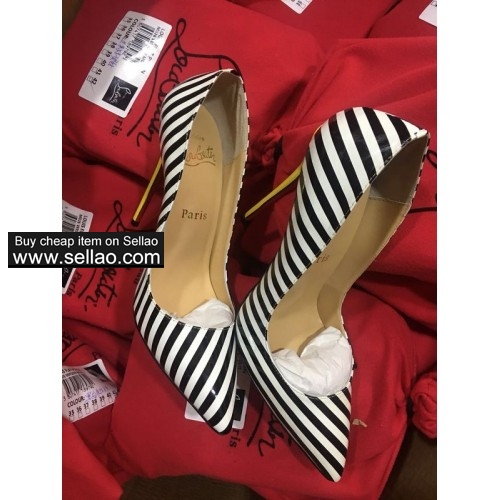 120mm striped leather woman Pumps louboutin high heels shoes