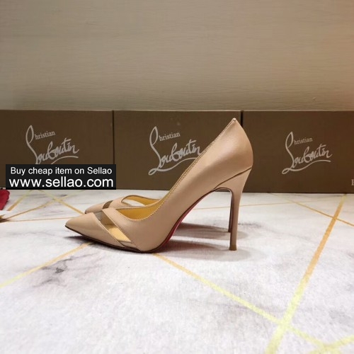 10 CM nude leather PVC woman Pumps louboutin high heels shoes