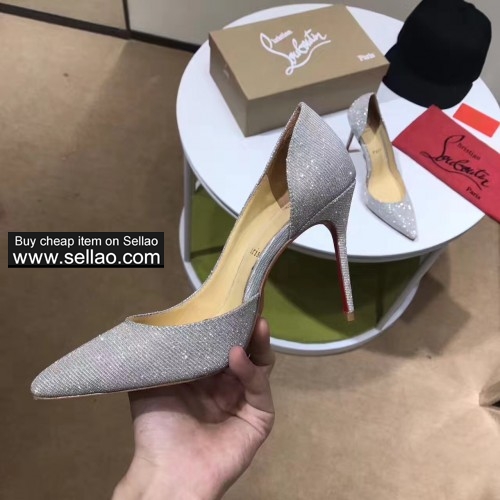 10 cm brushed leather woman Side space pointed pump louboutin high heels shoes