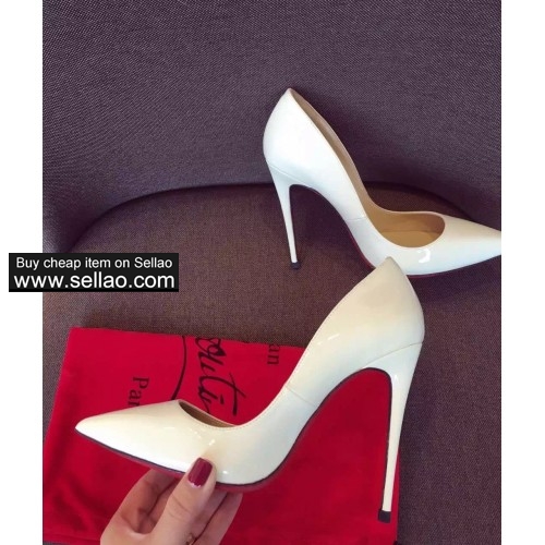 12cm white patent leather woman pointed pump louboutin high heel shoes