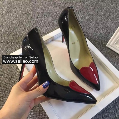 12cm black patent leather love woman pointed pump louboutin high heels shoes