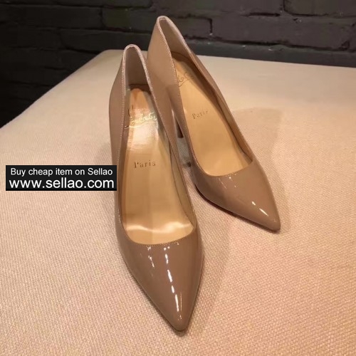 12cm Nude patent leather woman pointed pump louboutin high heels shoes