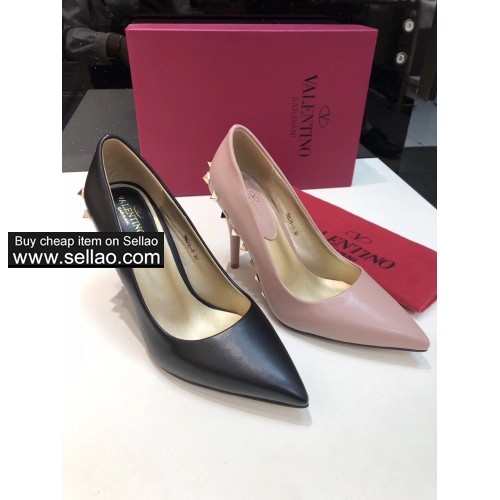 NEW 9.5cm leather spiked woman pointed Valentino high heels shoes