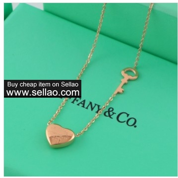 Tiffany Fashion 18k Rose Gold Necklace +Earring Set With Box