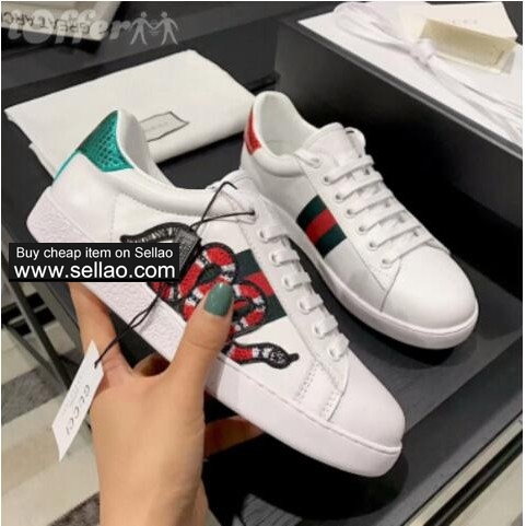 Discount sell GUCCI Little Bee men women Casual shoes fashion leather flats Female Sneakers Zapatos