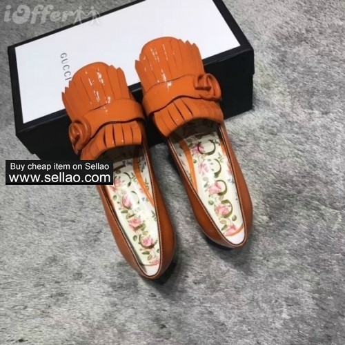 trendy women patent leather mid heel pumps tassel shoes e255