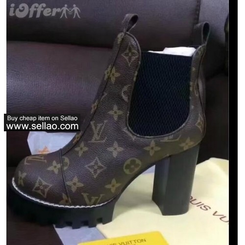 top women chunky heels leather short boots high heels 3d8b
