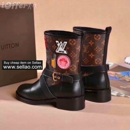 top women chunky heels leather short boots high heels 4e29
