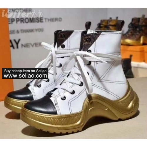top women sneakers real leather short boots high heel 978c