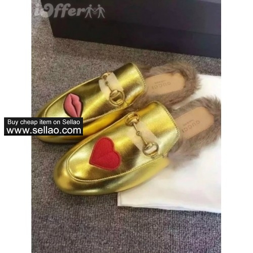 real leather fur popular slippers women s loafers shoes 9493