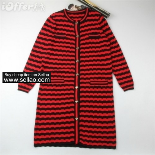 popular striped cotton wool cardigan women sweater coat 09be