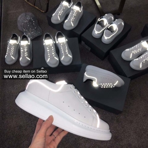 2019  Alexander McQueen Luminous shoes WOMENS LEATHER TRAINERS High quality 1:1 SNEAKERS