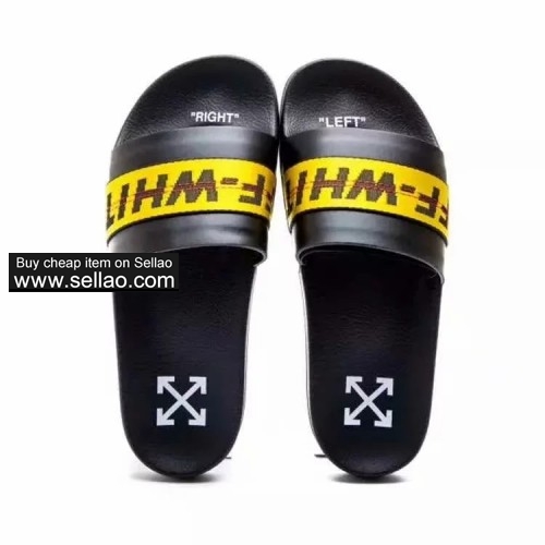 2019 new summer OFF-WHITE LEATHER SLIPPERS WOEMNS MENS SANDALS  35-45 SHOES
