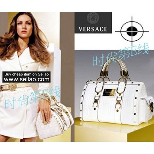 Versace black handbag purse with gold hardware