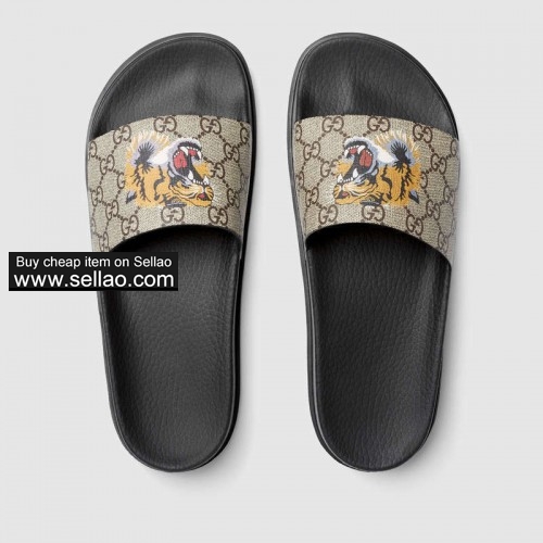 Gucci TIGER SLIPPERS Rubber Slide Sandal GG MENS SHOES 39-45